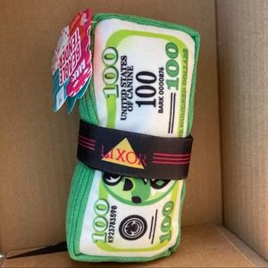 Bark Dog Toy Beagle Tender Dollar Bills Stack Squeaker crinkle Tug Medium Gift
